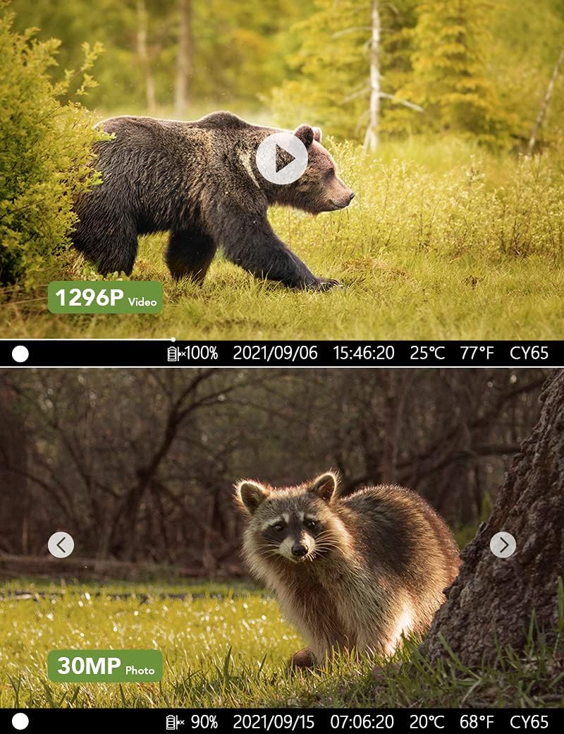 WiFi Bluetooth 30MP 1296P Hunting Camera with IR Night Vision and IP66 Waterproof O38733