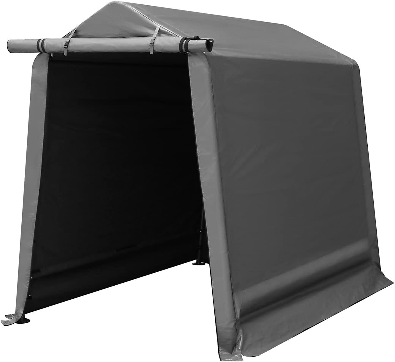 Beige Steel Outdoor Storage Shed with Roll-up Zipper Door K74365