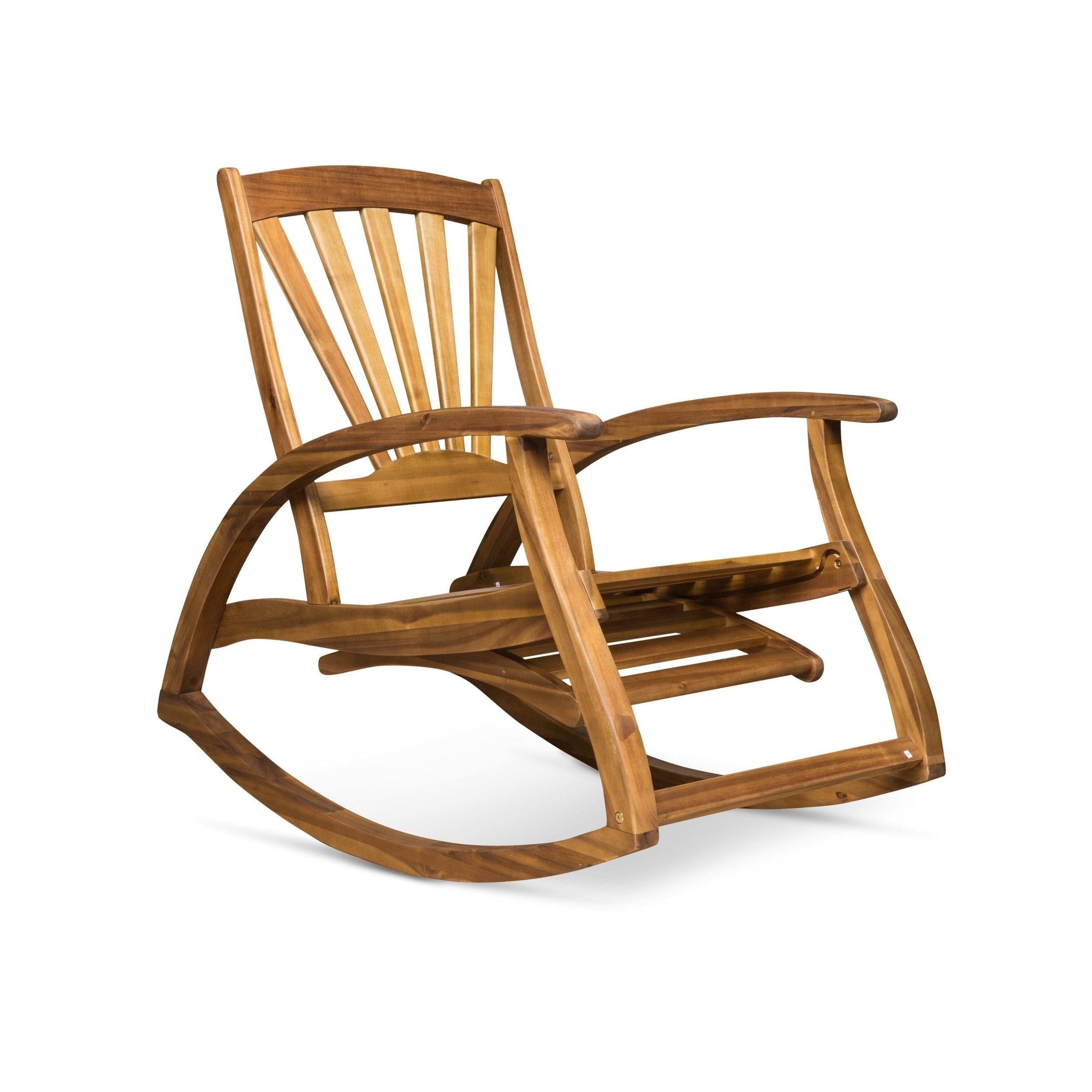 Teak Finish Acacia Rocking Chair with Footrest U3540