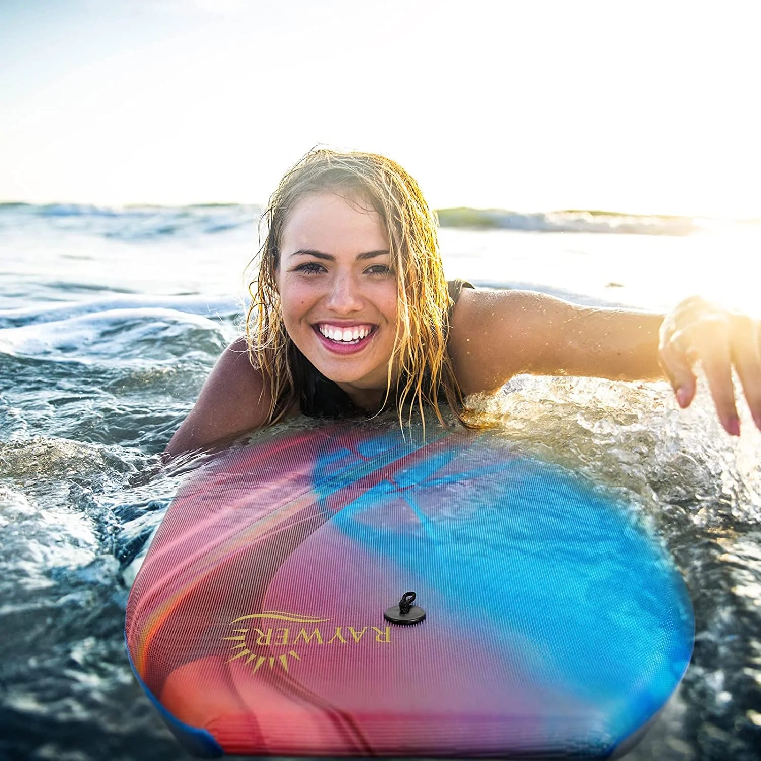 Lightweight Body Board with EPS Core, HDPE Slick Bottom, Leash and Adjustable Wrist Rope J676826
