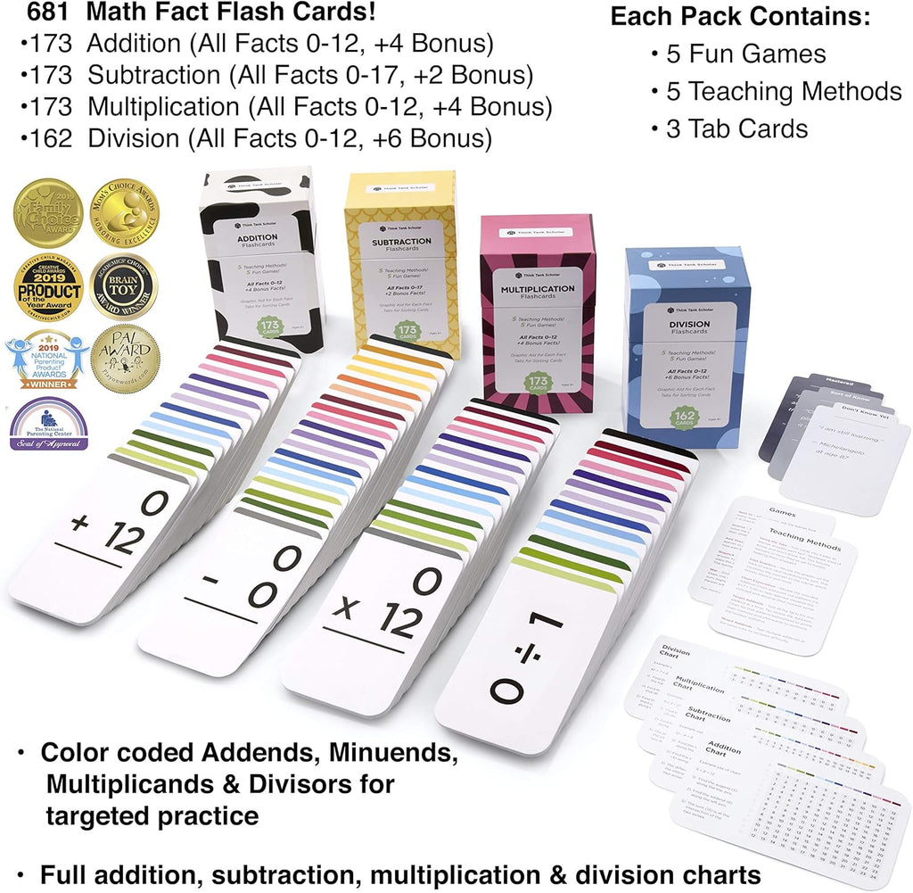681 Math Flash Cards & Math Dice Addition Subtraction Multiplication Division V1416