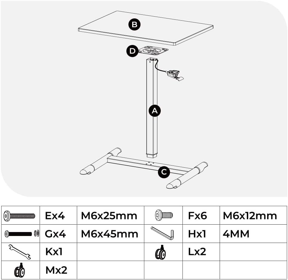 Height Adjustable Standing Desk with Locking Wheels Z18285