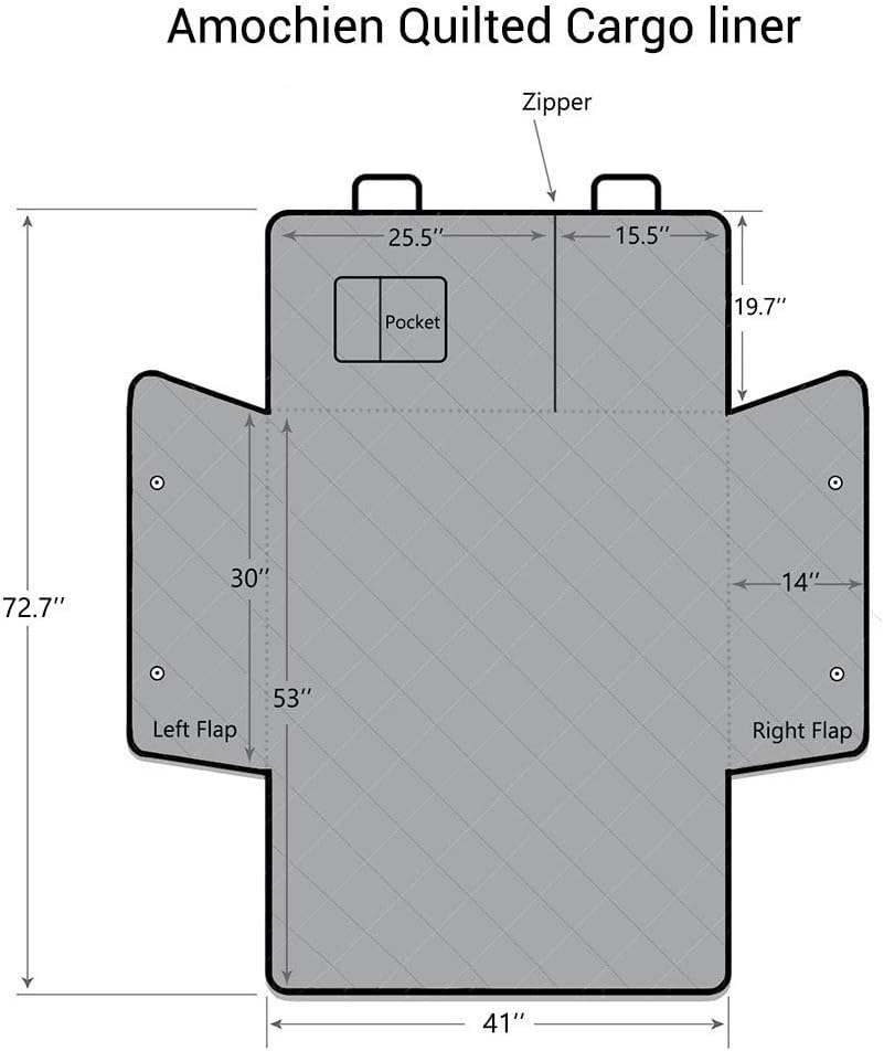Black Waterproof SUV Cargo Liner with Side Walls Protector and Bumper Flap T472748