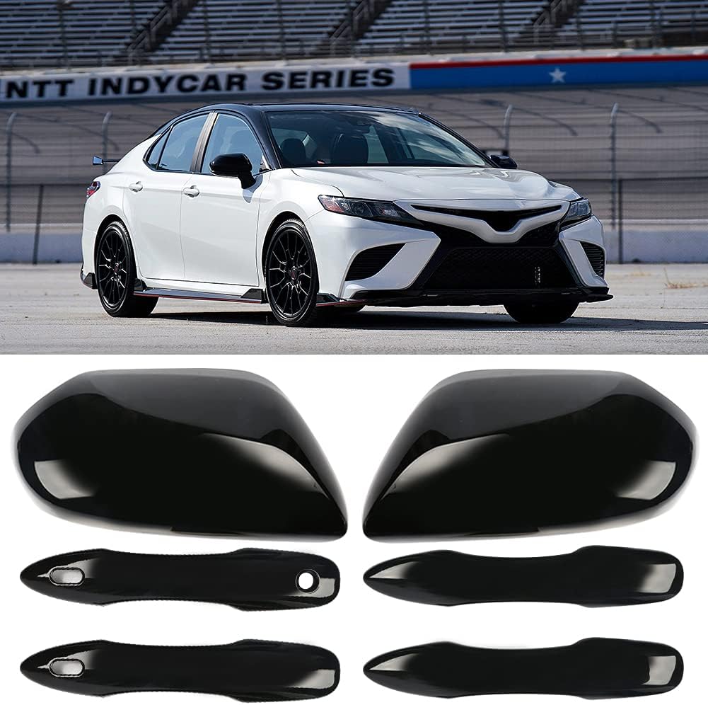 Black Side Door Mirror Caps and Door Handle Covers for Toyota Camry F68684