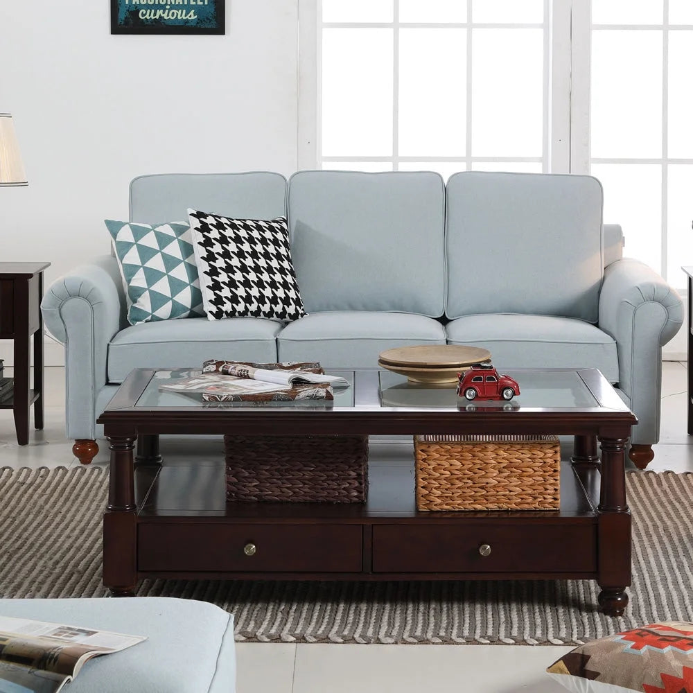Linen Fabric Sectional Sofa Set, 3 Seater Loveseat P632