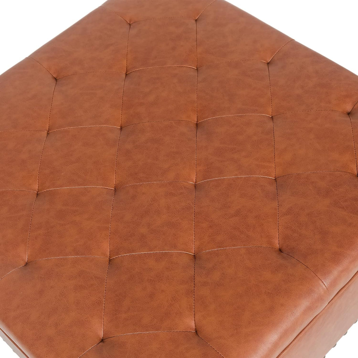 Faux Leather Storage Ottoman Bench with Wood Legs V208
