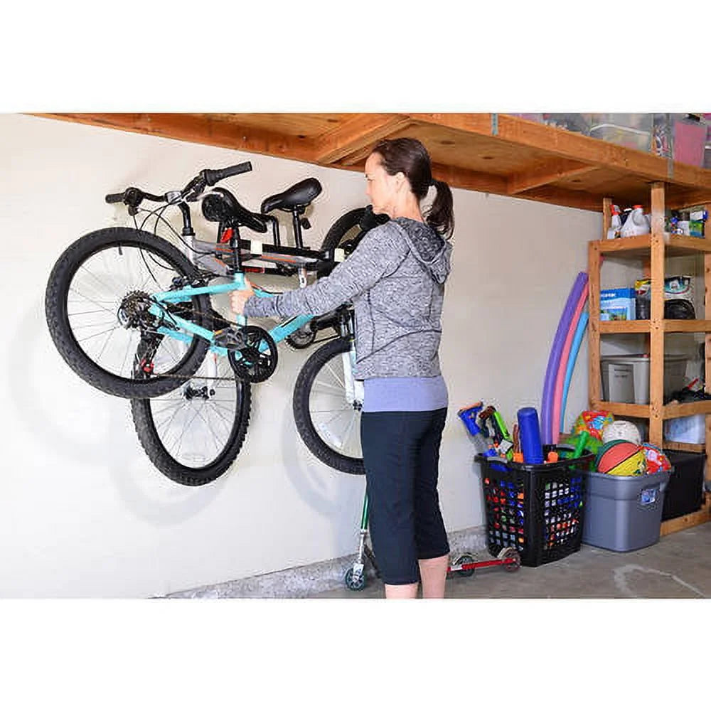 Wall-Mounted 2-Bicycle Folding Storage Bike Rack S4238